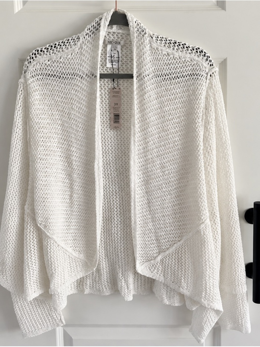 NIC+ZOE White Open Knit Draped Cardigan